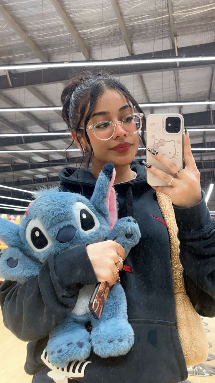 Girl Mirror Selfie with Fluffy Stitch